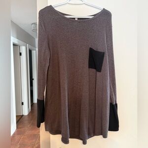 Acting Pro Charcoal Long Sleeve Top with Black Details